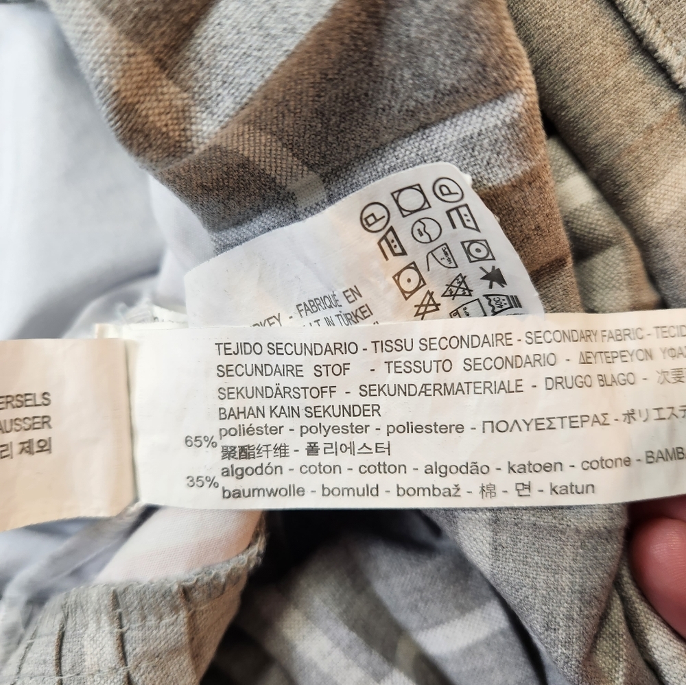 Zara Basics White Collared Button Down Gray Pleat… - image 4